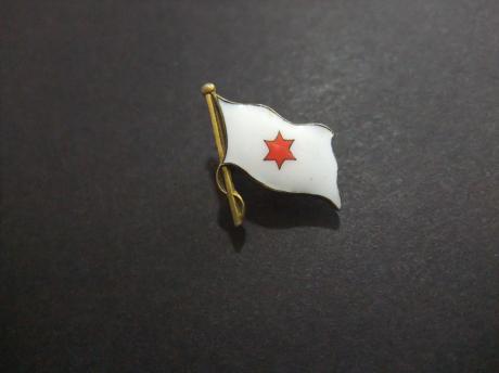 Vlag wit met rode ster onbekend, wie weet het